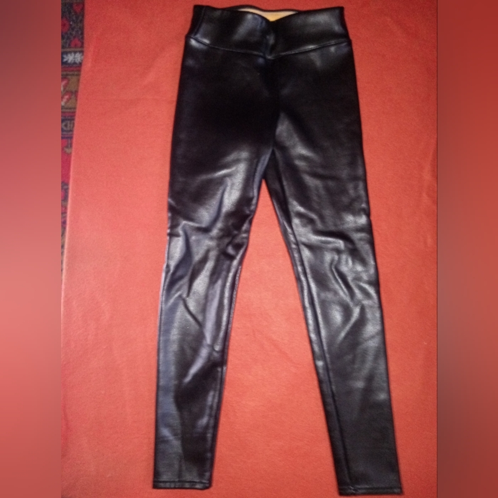 Unbranded Womens Sz M Black Faux Leather Leggings